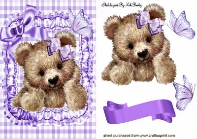 Cuddly Brown Bear with Purple Bow