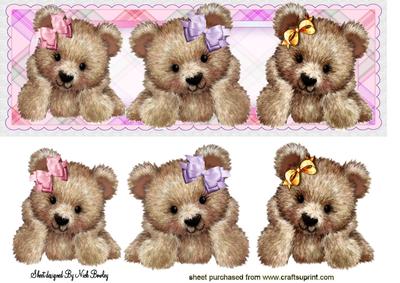 Cute & Cuddly Brown Bears in Dl Card