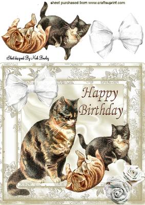 Cute Vintage Cats & Kittens in Floral Frame 8x8