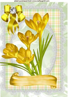 Yellow Flowers with Diamond Bow A4