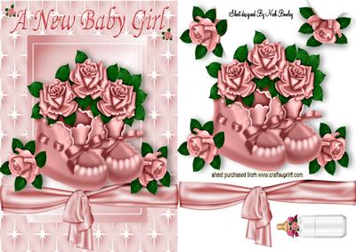 Pink Baby Girl Bootees with Roses