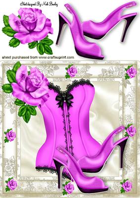 Pretty Pink Shoes with Rose and Basque 8x8