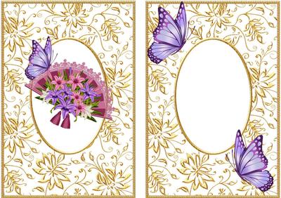 Flowers in Bloom on Fan with Butterflies A5 Insert