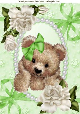 Cuddly Brown Bear with Cream Roses and Bow A4