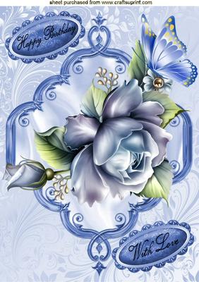 Blue Roses, Blue Butterfly A4