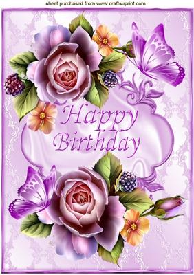Lilac and Peach Roses for a Birthday A4