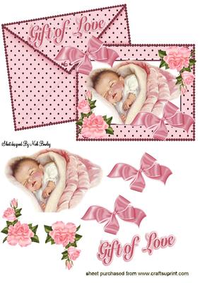 Sweet Dreams Baby Girl on Card & Envelope