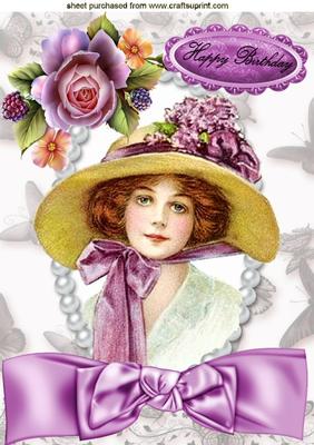 Pretty in a Bonnet with Big Bow & Roses A4