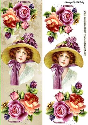 Pretty in a Bonnet with Big Bow & Roses Tall Dl