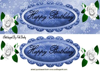 Birthday with Painted White Roses Dl