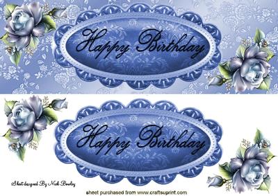 Happy Birthday with Pretty Blue Roses Dl