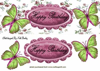 Birthday with Floral and Butterflies Dl