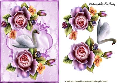 Summer Roses with White Swan