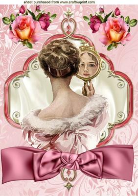 Beauty in the Mirror with Lady and Big Bow A4