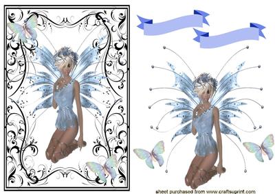 Pretty Faerie in Blue, with Butterflies