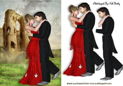 Ruins of a Castle and Couple in Love