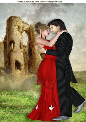 Ruins of a Castle and Couple in Love A4