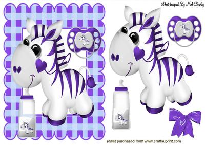 Little Zebra in Purple with Babies Bottle