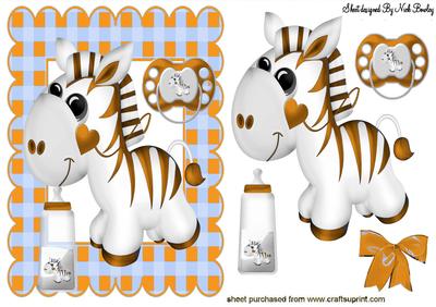 Little Zebra in Orange with Babies Bottle