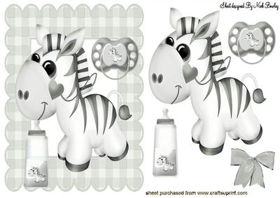 Little Zebra in Silver with Babies Bottle