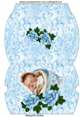 Cute Little Baby Boy with Blue Roses Pillow Box