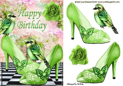Pretty Green Shoes with Green Birds