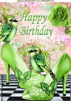 Pretty Green Shoes with Green Birds A4