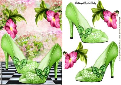 Pretty Green Sparkle Shoes with Flowers