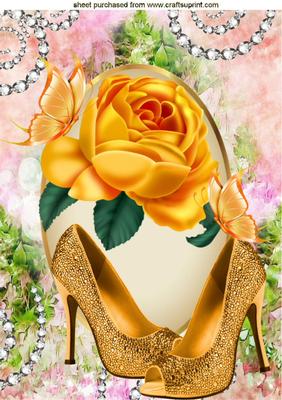 Gold Shoes with Yellow Rose A4