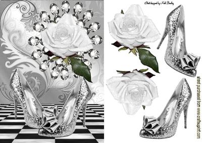 Diamonds with White Rose and Sparkle Shoes