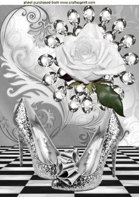 Diamonds with White Rose and Sparkle Shoes A4
