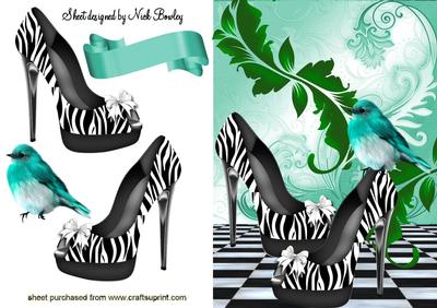 Elegant Stripe Shoes with Pretty Bird