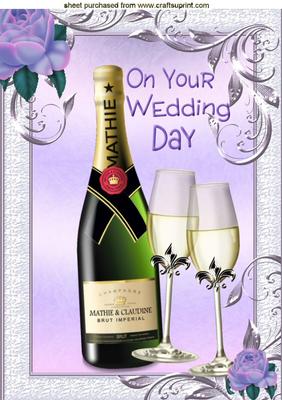 Champagne & Glasses with Lilac Rose for Wedding A4