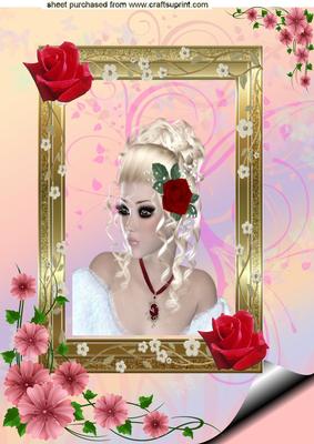 Pretty Lady in Gold Frame A4 Topper