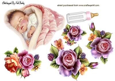 Vintage Baby Girl with Roses