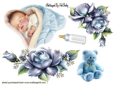 Vintage Baby Boy with Roses