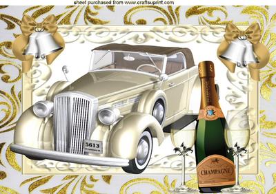 Wedding Car with Gold Bells and Champagne A4