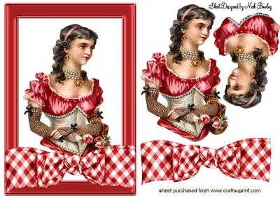 Pretty Vintage Lady in Red Dress with Bow