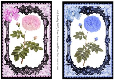 Pretty Pink/blue Floral Toppers in Lace Frame