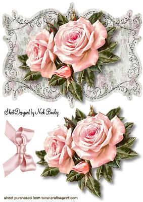 Pretty Pink Roses on Sparkle Lace