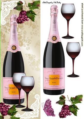 Grapes and Wine with Butterfly Tall Dl