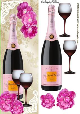 Pink Champers with Pink Flowers Tall Dl