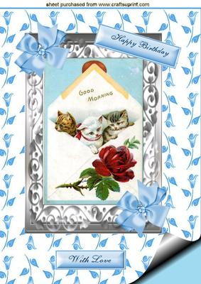 Gorgeous Cuddly Kittens in Pretty Frame A4 Topper