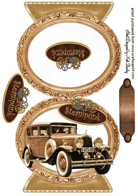 Old Vintage Car in Steampunk, Quick Card