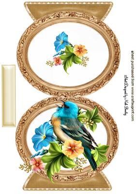 Turq Bird with Blue Flowers Quick Card