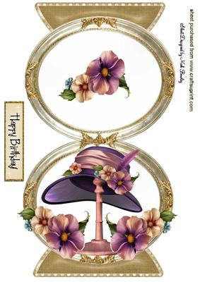 Elegant Mauve Vintage Hat with Flowers Quick Card