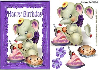 Happy Birthday to Me! Ele in Purple Frame