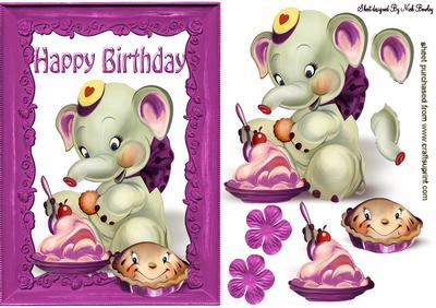 Happy Birthday to Me! Ele in Pink Frame