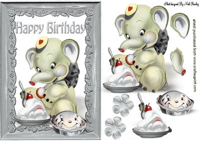 Happy Birthday to Me! Ele in Silver Frame