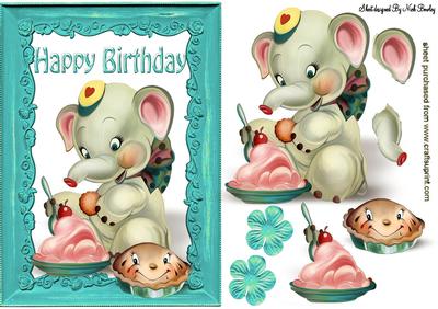 Happy Birthday to Me! Ele in Turq Frame